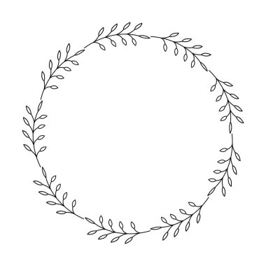 Vektör illüstrasyonunda süsleme için çiçek çemberi kenarlık çerçeve halkası