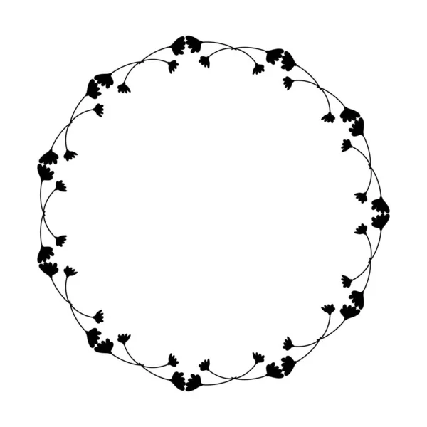 Floral Κύκλο Στρογγυλό Περίγραμμα Λουλούδι Δαχτυλίδι Πλαίσιο Για Διακόσμηση Στολίδι — Διανυσματικό Αρχείο
