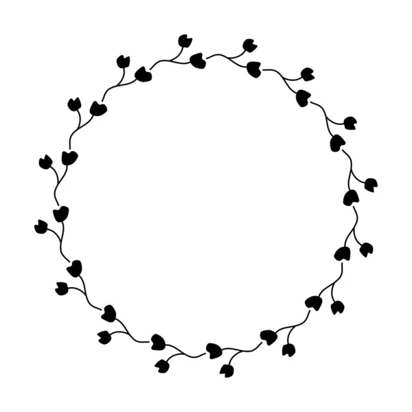 Kwiatowy Okrągły Okrągły Brzeg Kwiat Ramki Pierścień Ozdoby Wektor Ilustracji — Wektor stockowy