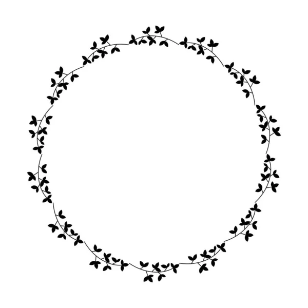 Floral Κύκλο Γύρο Περίγραμμα Λουλούδι Δαχτυλίδι Πλαίσιο Για Διακόσμηση Στολίδι — Διανυσματικό Αρχείο
