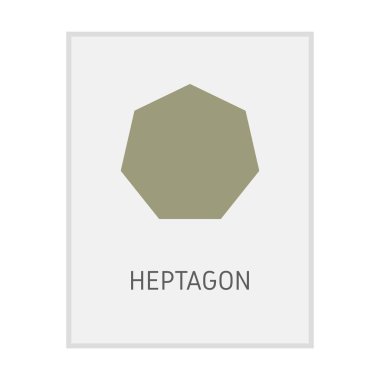 Çocuklar için okul öncesi eğitim için matematik öğrenimi için Heptagon geometrik şekilli flash kart unsuru sembolü