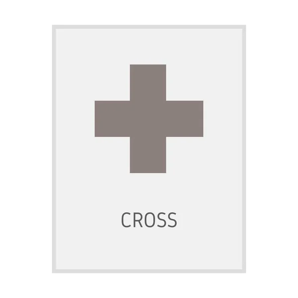 Cross Geometric Shape Flash Card Element Symbol Preschool Education Kids — Stock Photo, Image