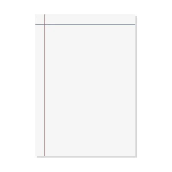 Papier Doublé Notebook Page Page Blanche Feuille Modèle Illustration Pour — Image vectorielle