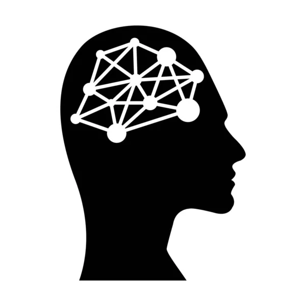 Umělá Inteligence Ikona Lidské Tváře Digitálním Čipem Mozku Pro Ilustraci — Stockový vektor