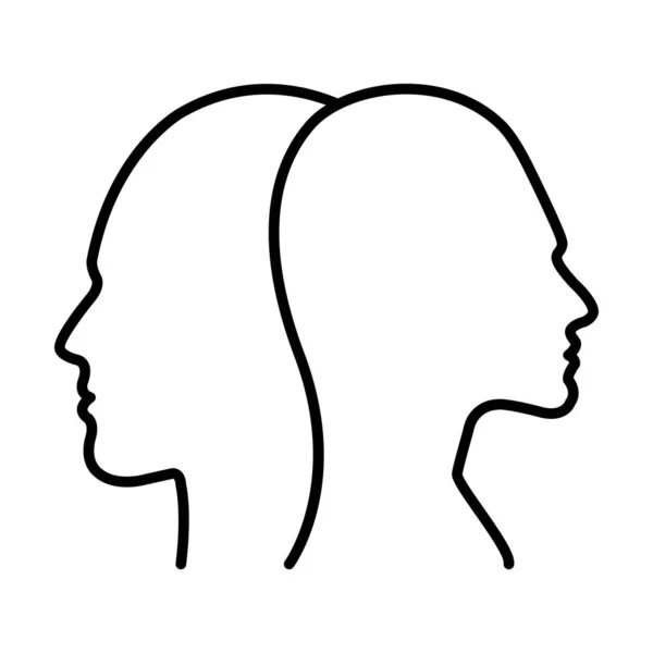 Чоловічий Жіночий Контур Профілю Силует Векторні Значки Ілюстрації Піктограми Гліфа — стоковий вектор