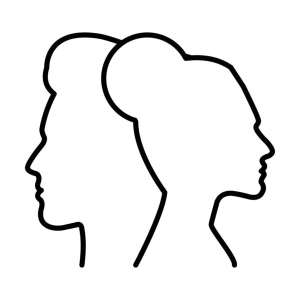 Чоловік Жінка Окреслюють Силует Профілю Обличчя Векторні Значки Ілюстрації Піктограми — стоковий вектор