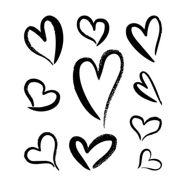 手描きハートシンボル グリフピクトグラムイラストの装飾要素のためのロマンチックなトレンディな落書き芸術のための愛のアイコン — ストックベクタ