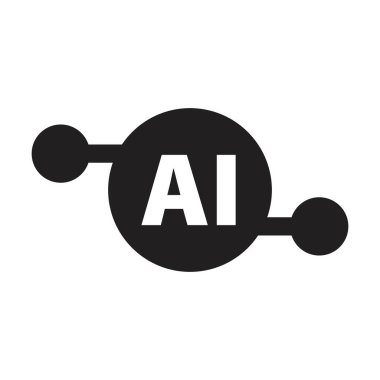 Yapay zeka ikonu bilgisayar ve teknoloji çizimi için dijital mikro çip