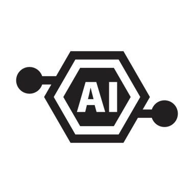 Yapay zeka ikonu bilgisayar ve teknoloji çizimi için dijital mikro çip