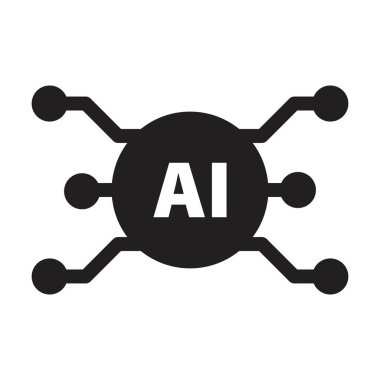 Yapay zeka ikonu bilgisayar ve teknoloji çizimi için dijital mikro çip