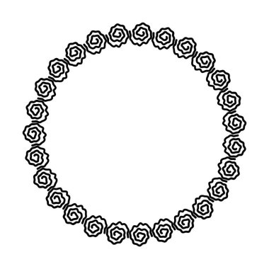 Vektör illüstrasyonunda süsleme için kenar çiçek çerçevesi halkası etrafında soyut çember