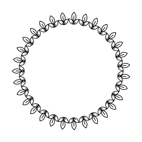 Floral Circle Border Design Rounded Flower Frame Ring Decoration Ornament — Stock Vector