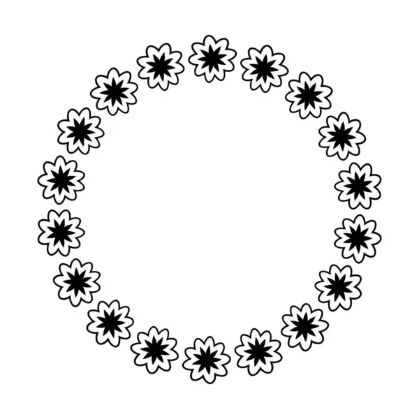 Περίγραμμα Λουλούδι Κύκλο Σχεδιασμό Στρογγυλεμένο Floral Δαχτυλίδι Πλαίσιο Για Διακόσμηση — Διανυσματικό Αρχείο