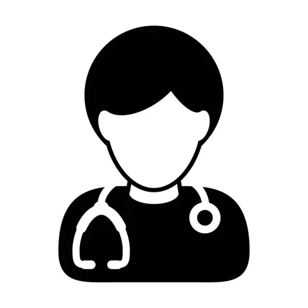 Doctor Icon Vector Male Person Profile Avatar Stethoscope Medical Consultation — 스톡 벡터