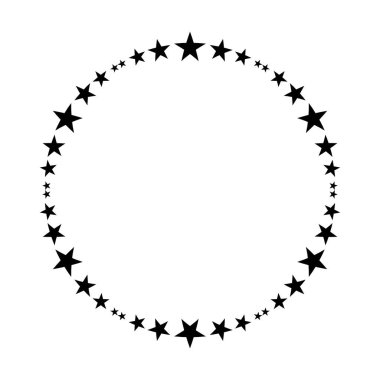 Vektör illüstrasyonunda tasarım için dekoratif pankart klasik karalama ögesi için yıldız çerçeve kenar şekli simgesi