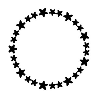 Vektör illüstrasyonunda tasarım için dekoratif pankart klasik karalama ögesi için yıldız çerçeve kenar şekli simgesi