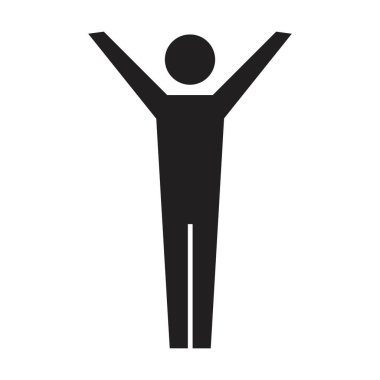 Erkek simgesi açık kollu vektör erkek. Kaldırılmış eller sembolü bir kabartma resim çiziminde.