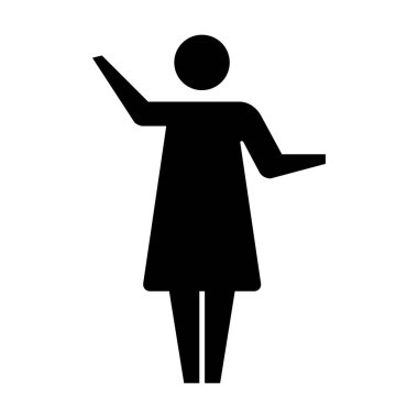 Kadın simgesi açık kollu kadın vektör. Kaldırılmış eller sembolü bir kabartma resim çiziminde.