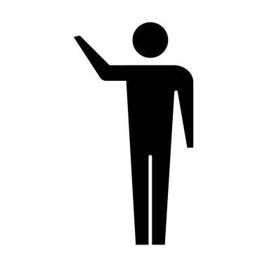 Erkek simgesi açık kollu vektör erkek. Kaldırılmış eller sembolü bir kabartma resim çiziminde.