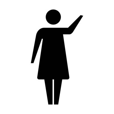 Kadın simgesi açık kollu kadın vektör. Kaldırılmış eller sembolü bir kabartma resim çiziminde.