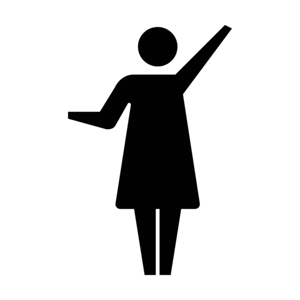 Kobieta Ikona Otwarte Ramiona Wektor Kobieta Osoba Podniesionym Symbolem Rąk — Wektor stockowy
