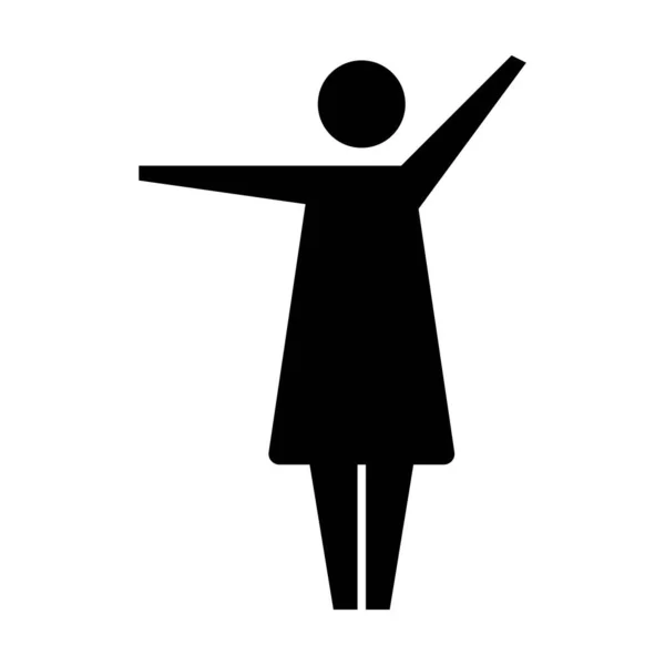 Kobieta Ikona Otwarte Ramiona Wektor Kobieta Osoba Podniesionym Symbolem Rąk — Wektor stockowy
