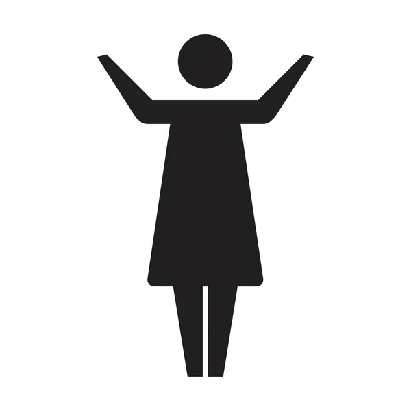 Woman Icon Open Arms Vector Female Person Raised Hands Symbol — Stock Vector