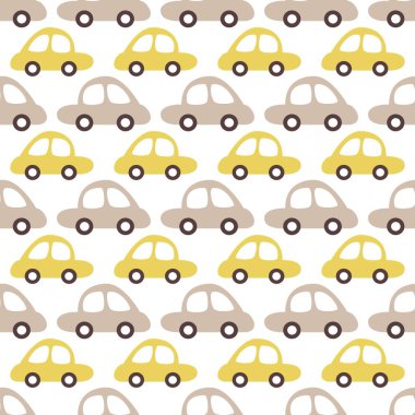 Araba desensiz vektör tasarımı elemanı, çocuklar ve bebek vintage renkli araba dijital ve baskı arkaplan illüstrasyonu