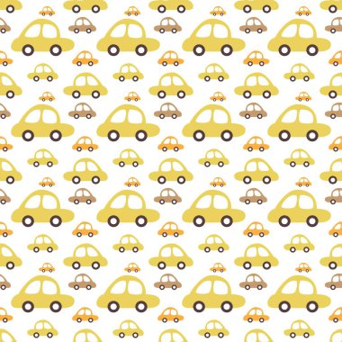 Araba desensiz vektör tasarımı elemanı, çocuklar ve bebek vintage renkli araba dijital ve baskı arkaplan illüstrasyonu