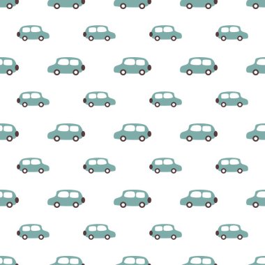 Araba desensiz vektör tasarımı elemanı, çocuklar ve bebek vintage renkli araba dijital ve baskı arkaplan illüstrasyonu