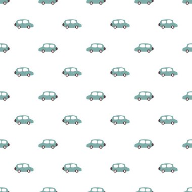 Araba desensiz vektör tasarımı elemanı, çocuklar ve bebek vintage renkli araba dijital ve baskı arkaplan illüstrasyonu