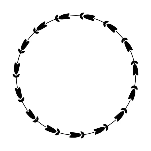 Floral Κύκλο Περίγραμμα Σχεδιασμό Στρογγυλεμένο Λουλούδι Δαχτυλίδι Πλαίσιο Για Διακόσμηση — Διανυσματικό Αρχείο