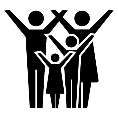 Aile simge vektör insanlar sembolü glif piktogram çizimde
