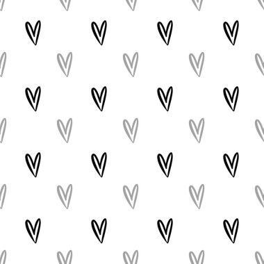 Kalp şekli vektörsüz desen karalama soyut arkaplan çizimi