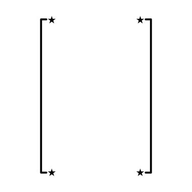 Vektör illüstrasyonunda tasarım için dekoratif klasik karalama ögesi için yıldız çerçevesi dikey özet şekil simgesi