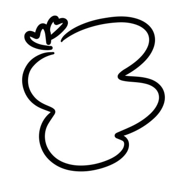 Kalp metin kutusu çerçeve sınırının soyut dış hat şekil simgesi vektör illüstrasyonunda tasarım için dekoratif klasik karalama ögesi için