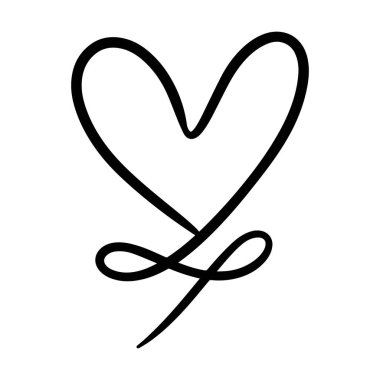 El çizimi kalp sembolü, romantik modaya uygun karalama sanatı için aşk ikonu.