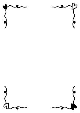 Kalp çerçevesi kenarlığı soyut el çizimi düğün kartı taslağı tasarım için dekoratif romantik ve klasik karalama öğesi için şekil ikonu vektör illüstrasyonunda tasarım