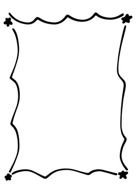 Yıldız çerçeve kenarı, vektör illüstrasyonunda tasarım için el çizimi dikey soyut dekoratif karalama ögesi