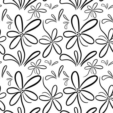 Kusursuz çiçek desenli element vektörü şekil karalama bitkisi soyut doku dijital kağıt ve yazdırma materyalleri için arkaplan çizimi.