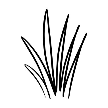 Çim simgesi çizimi, el çizimi, fırça stili tasarımı ve arkaplan ögesi