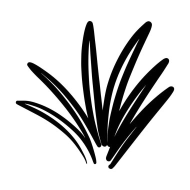 Çim simgesi çizimi, el çizimi, fırça stili tasarımı ve arkaplan ögesi