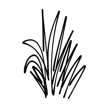 Çim simgesi çizimi, el çizimi, fırça stili tasarımı ve arkaplan ögesi