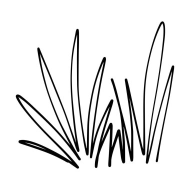 Çim simgesi çizimi, el çizimi, fırça stili tasarımı ve arkaplan ögesi