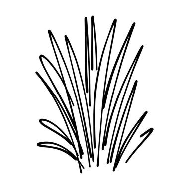 Çim simgesi çizimi, el çizimi, fırça stili tasarımı ve arkaplan ögesi