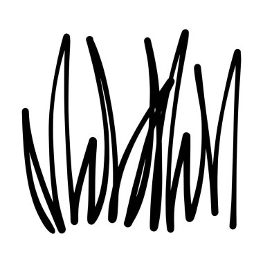 Çim simgesi çizimi, el çizimi, fırça stili tasarımı ve arkaplan ögesi