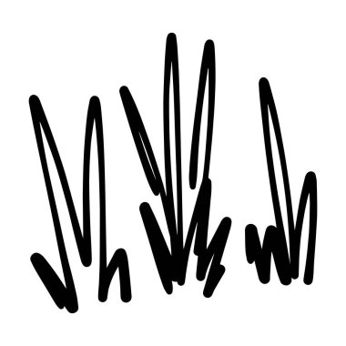 Çim simgesi çizimi, el çizimi, fırça stili tasarımı ve arkaplan ögesi