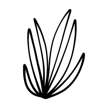 Çim simgesi çizimi, el çizimi, fırça stili tasarımı ve arkaplan ögesi