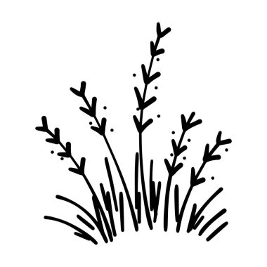 Çim simgesi çizimi, el çizimi, fırça stili tasarımı ve arkaplan ögesi