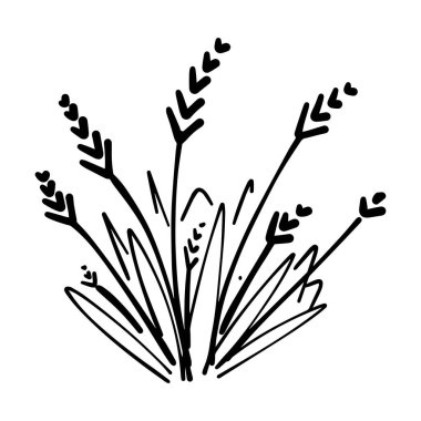 Çim simgesi çizimi, el çizimi, fırça stili tasarımı ve arkaplan ögesi